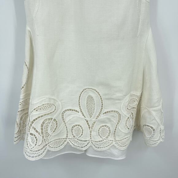 SIMKHAI | Morrigan Linen Mini Dress in Ivory White Lace Fit and Flare 0 - Picture 10 of 16